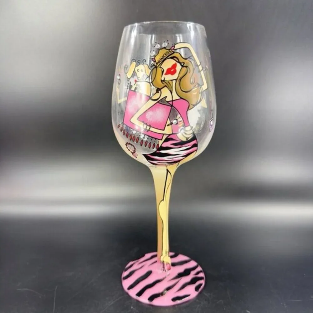 Lolita Love My Martini Princess Hand Painted Martini Glass Jeweled‎ Drink Glass